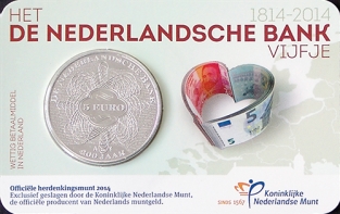 De Nederlandsche Bank Vijfje 2014 Coincard UNC